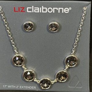Liz Claiborne Silver Necklace With Matching Earrings